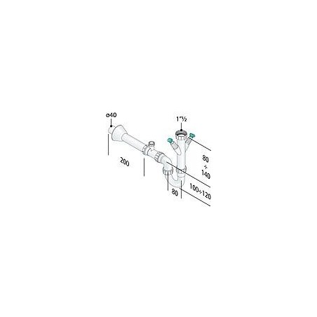 Siphon de rinçage DN40(1 1/2") avec aérateurs tubulaires, Sortie Ø40mm