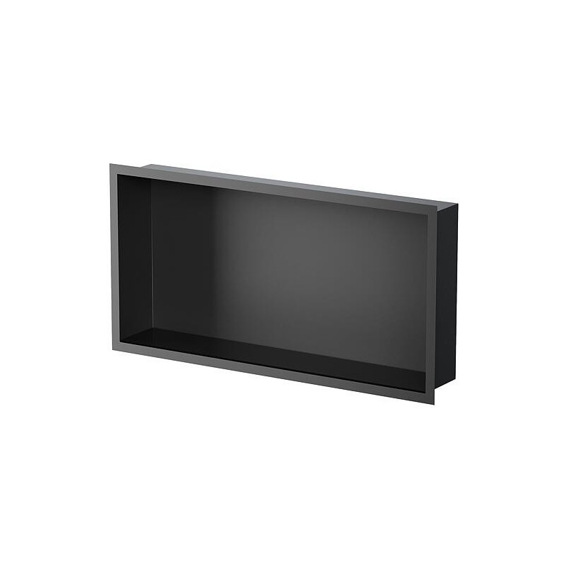 Niche murale pour douche avec cadre de montage et manchette d’étanchéité 624x324x100mm, revêtement par poudre noir