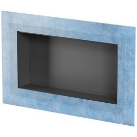 Niche murale pour douche avec cadre de montage et manchette d’étanchéité 624x324x100mm, revêtement par poudre noir