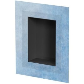 Niche murale pour douche avec cadre d’encastrement et manchette d’étanchéité 234x324x100mm, peint en noir par poudrage