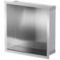 Niche murale pour douche avec cadre de montage et manchette d’étanchéité 324x324x100mm inox brossé