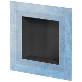 Niche murale pour douche avec cadre de montage et manchette d’étanchéité 324x324x100mm inox brossé