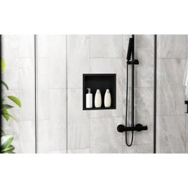 Niche murale pour douche avec cadre de montage et manchette d’étanchéité 324x324x100mm inox brossé