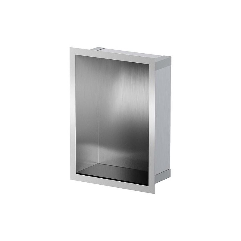 Niche murale pour douche avec cadre de montage et manchette d’étanchéité 234 x 324 x 100 mm, inox brossé