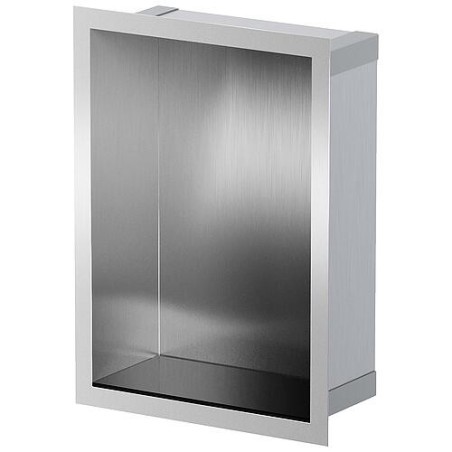 Niche murale pour douche avec cadre de montage et manchette d’étanchéité 234 x 324 x 100 mm, inox brossé