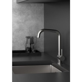 Robinetteries de cuisine avec élément extractible, rond, Saillie 192 mm, brushed nickel