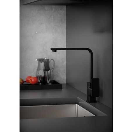 Mitigeur d´évier carré avec bec orientable Nevado, saillie 207 mm, noir mat