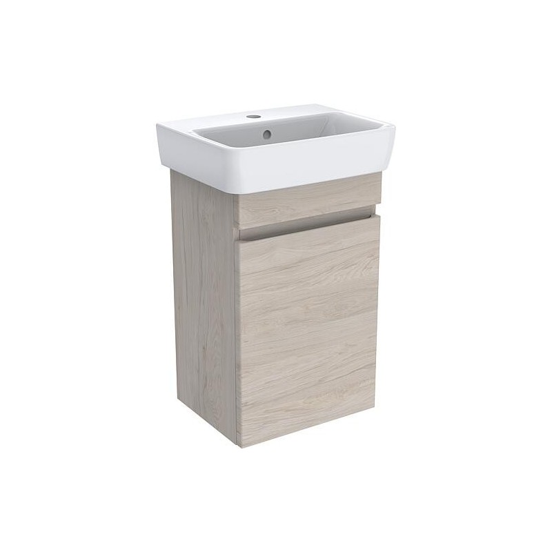 Meuble sous-vasque + vasque en céramique Geberit Plan Renova 450x615x340 mm noyer hickory clair