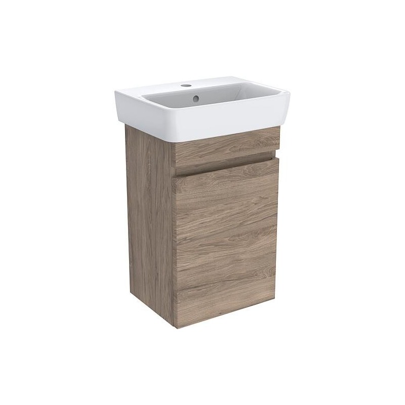 Meuble sous-vasque + vasque en céramique Geberit Plan Renova 450x615x340 mm noyer hickory