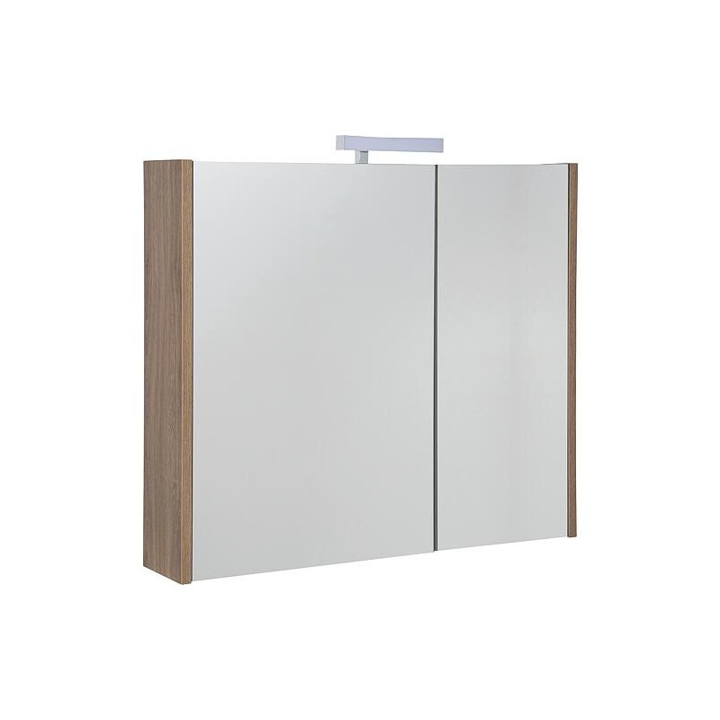 Armoire à glace Akira avec éclairage LED, 2 portes, Chêne Nabucco 800x700x155mm