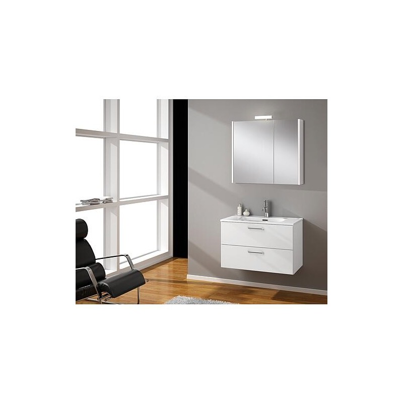 Kits de meubles de salle de bain NOA blanc brillant 2 tiroirs largeur 815x515x470 mm