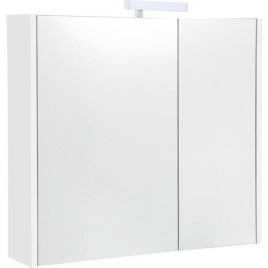 Armoire à glace Akira avec éclairage LED, 2 portes, blanc brillant, 800x700x155mm