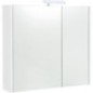 Armoire à glace Akira avec éclairage LED, 2 portes, blanc brillant, 800x700x155mm