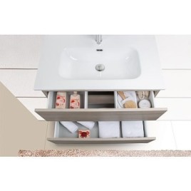 Kits de meubles de salle de bain Kora 2 tiroirs blanc frêne largeur 805 mm