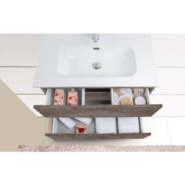 Kits de meubles de salle de bain Kora 2 tiroirs blanc frêne largeur 805 mm