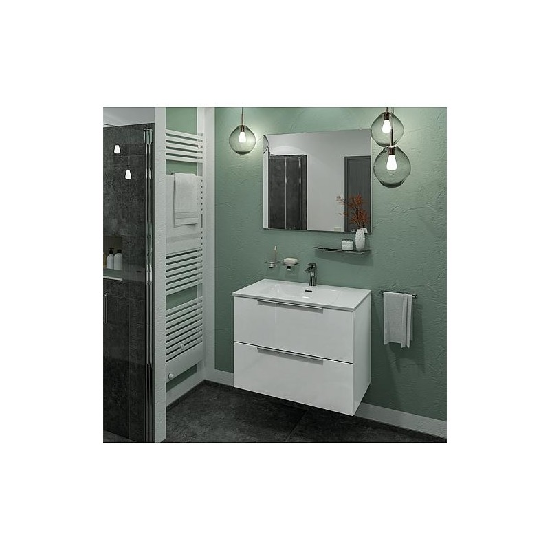 Kits de meubles de salle de bain BALI Blanc brillant 2 tiroirs largeur 810 mm