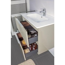 Kits de meubles de salle de bain BALI Blanc brillant 2 tiroirs largeur 810 mm