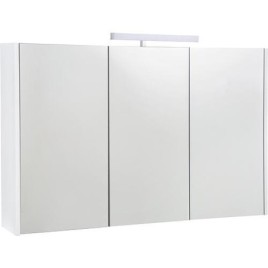 Armoire à glace Akira avec éclairage LED, 3 portes, blanc brillant, 1200x700x155mm