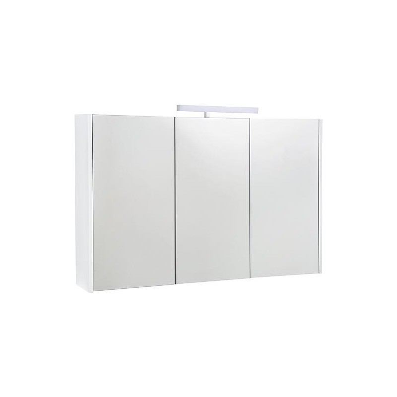 Armoire à glace Akira avec éclairage LED, 3 portes, blanc brillant, 1200x700x155mm