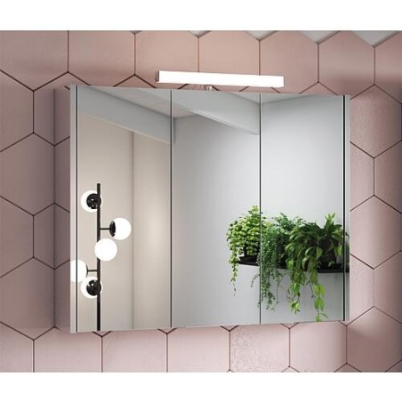 Armoire à glace Vikja avec Éclairage LED, 3 portes, miroir latéral 900x700x155 mm