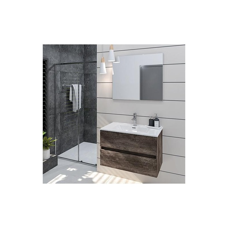 Kits de meubles de salle de bain Kora 2 tiroirs Château chêne largeur 805 mm