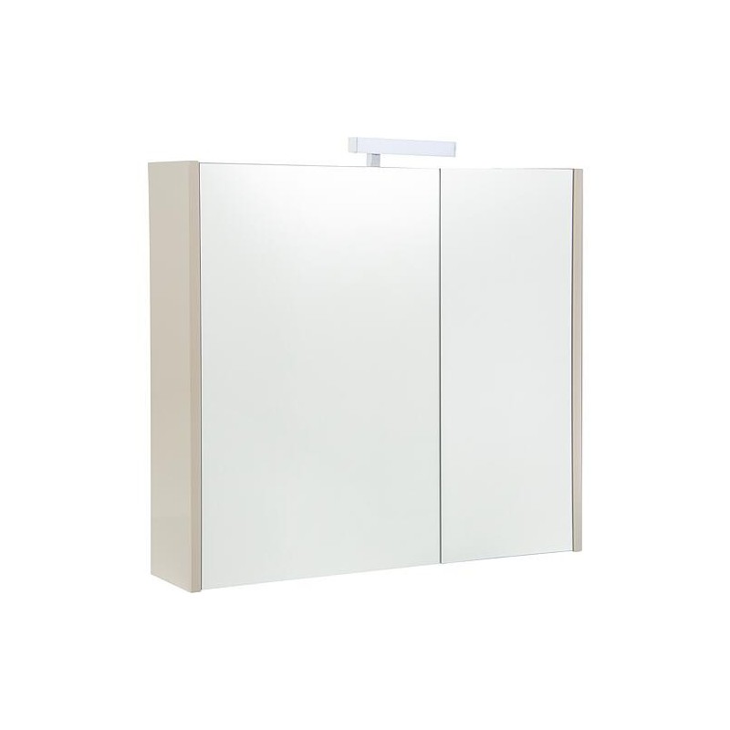 Armoire à glace Akira avec éclairage LED, 2 portes, taupe brillant, 800x700x155mm