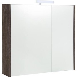 Armoire à glace Akira avec éclairage LED, 2 portes, chêne Chateau, 800x700x155mm