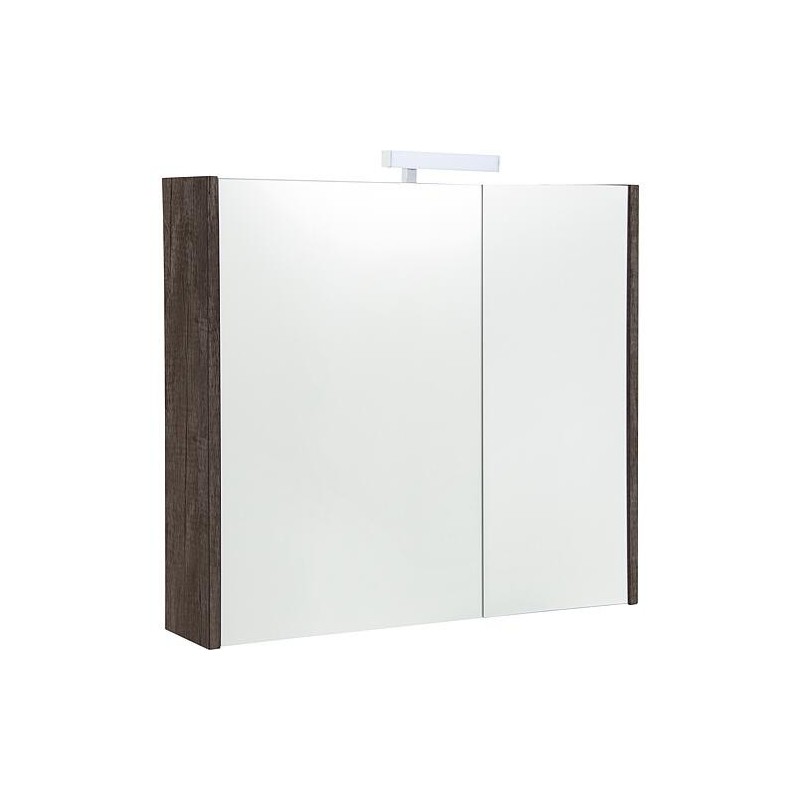 Armoire à glace Akira avec éclairage LED, 2 portes, chêne Chateau, 800x700x155mm