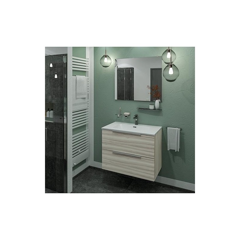 Kits de meubles de salle de bain BALI noyer 2 tiroirs largeur 810 mm