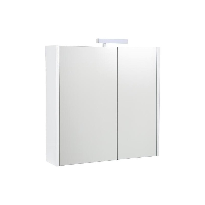 Armoire à glace Akira avec éclairage LED, 2 portes, blanc brillant, 715x700x155mm