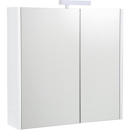 Armoire à glace Akira avec éclairage LED, 2 portes, blanc brillant, 715x700x155mm