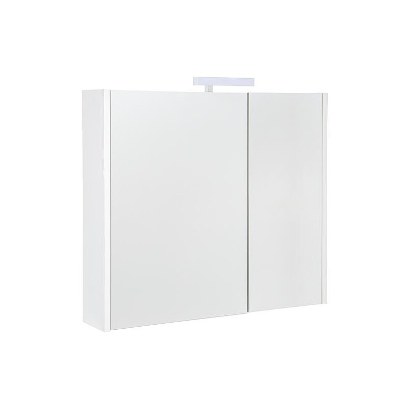 Armoire à glace Akira avec éclairage LED, 2 portes, frêne blanc, 800x700x155mm