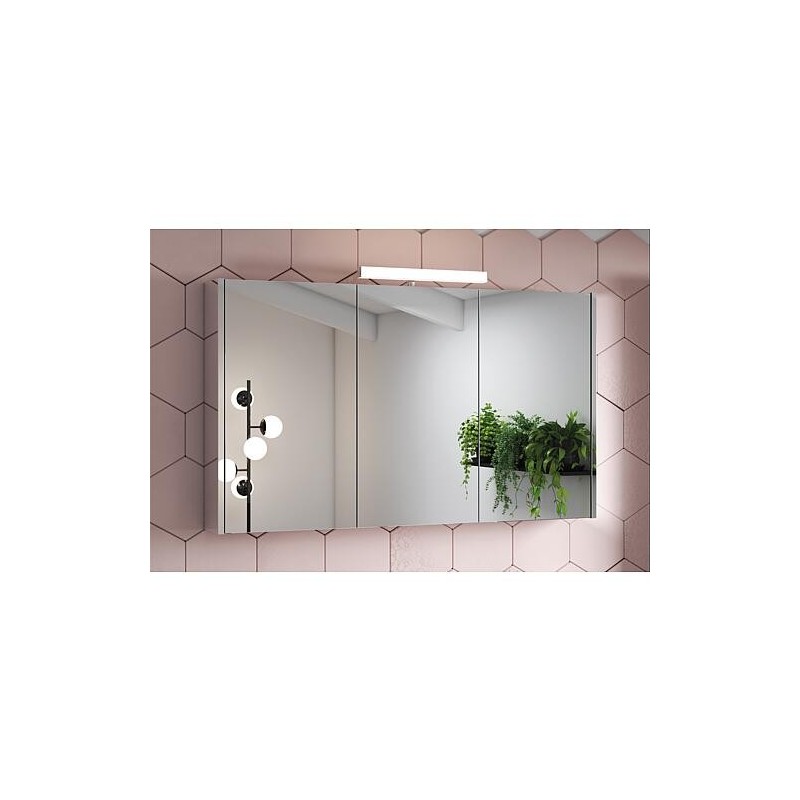 Armoire à glace Vikja avec Éclairage LED, 3 portes, miroir latéral 1200x700x155 mm