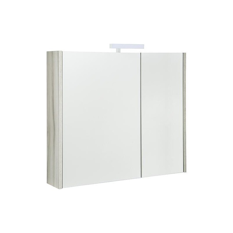 Armoire à glace Akira avec Éclairage LED, 2 portes, noyer, 800x700x155mm