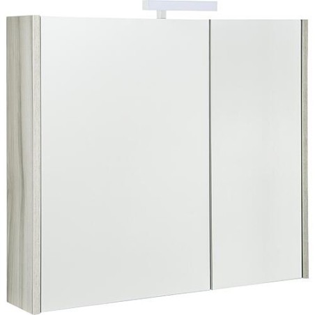 Armoire à glace Akira avec Éclairage LED, 2 portes, noyer, 800x700x155mm