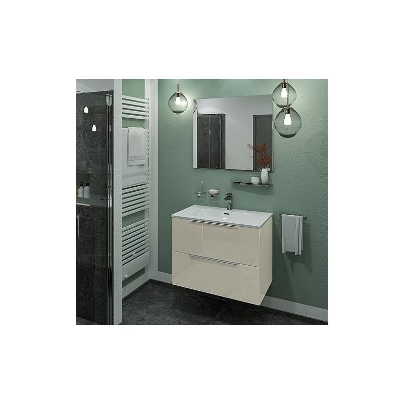 Kits de meubles de salle de bain BALI taupe brillant 2 tiroirs largeur 810 mm