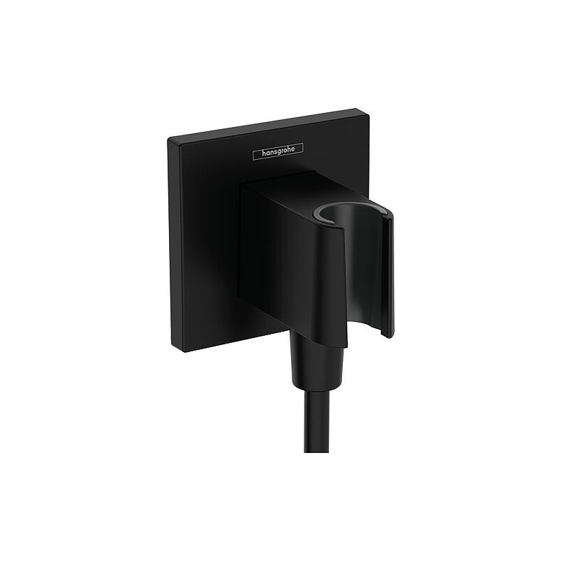 Coudes de raccordement mural Hansgrohe FixFit E Porter KS avec Support de douchette DN15 (1/2") noir mat