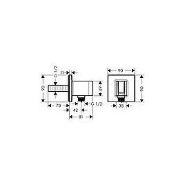 Coudes de raccordement mural Hansgrohe FixFit E Porter KS avec Support de douchette DN15 (1/2") noir mat