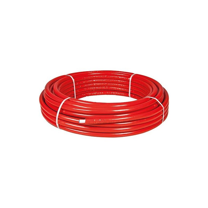 Tube multicouche EVENES PEXAL, 26x3mm, rouleau de 50 mètres, isolation 10 mm, rouge