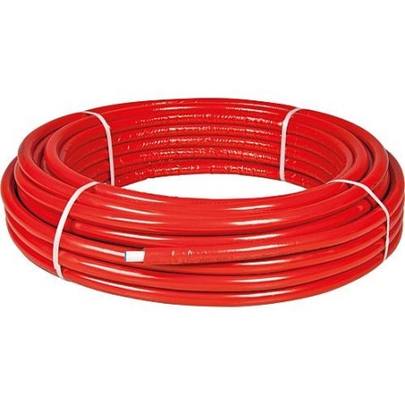 Tube multicouche EVENES PEXAL, 26x3mm, rouleau de 50 mètres, isolation 10 mm, rouge