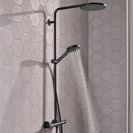 Colonne de douche Hansgrohe Raindance Select S 240 1jet PowderRain, Douchette à main, pomme de douche 240mm et Thermostat, noir