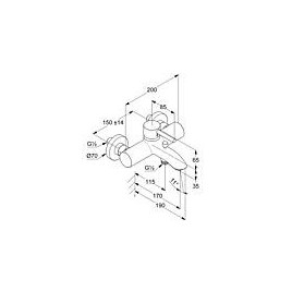 Mitigeur bain/douche en saillie Kludi Bozz Saillie 170 mm, chromé