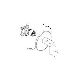 Mitigeur douche encastré Kludi Bozz Rosace Ø 170 mm, chrome