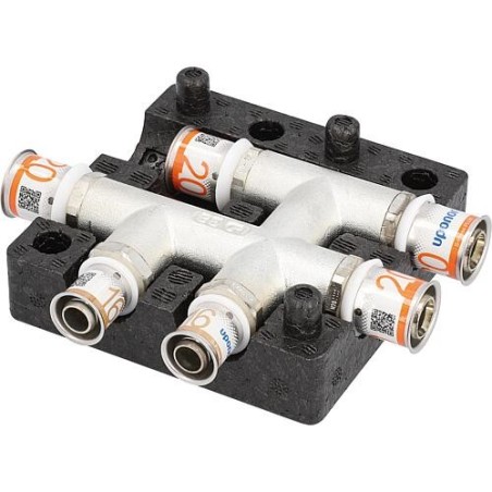 Raccord croisé S-Sertir PLUS HK Uponor avec boîte d’isolation Ø20mm-Ø20mm-Ø20mm