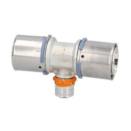 Pièce en T à sertir S Uponor réduite Ø40mm-Ø32mm-Ø32mm