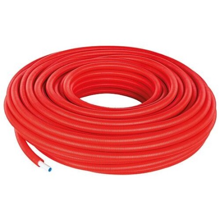 Tube Uni Pipe PLUS blanc Uponor dans gaine de protection Ø20mm x 2,25mm - 28/23, rouge, longueur 75m