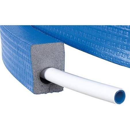 Uponor Uni Pipe PLUS blanc pré-isolé DHS26, Ø16mm x 2,0mm, bleu, longueur 25m