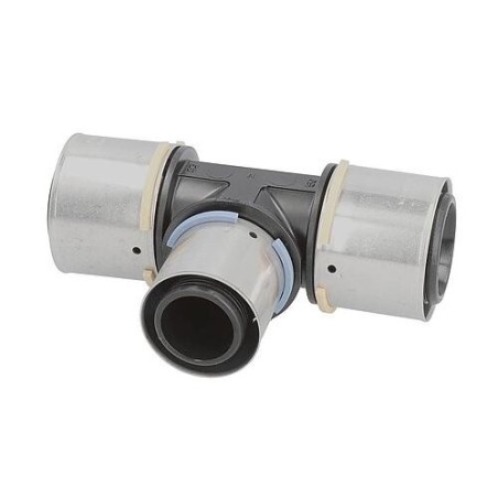 Pièce en T composite S-Sertir Uponor réduite PPSU Ø63mm-Ø25mm-Ø63mm