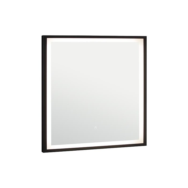 Miroir LED Ranelva avec interrupteurs tactiles, avec cadre noir, front/backlight, 800x800mm