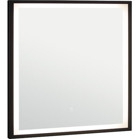 Miroir LED Ranelva avec interrupteurs tactiles, avec cadre noir, front/backlight, 800x800mm